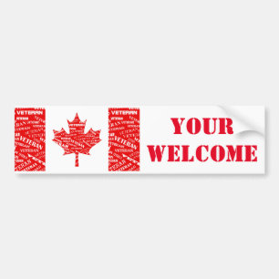 Adesivo Para Carro Veterano Canadense YOUR WELCOME Bumper Sticker