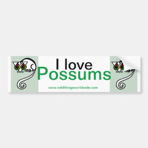 Adesivo Para Carro Vida selvagem - Eu adoro POSSUMS- Amante de os ani