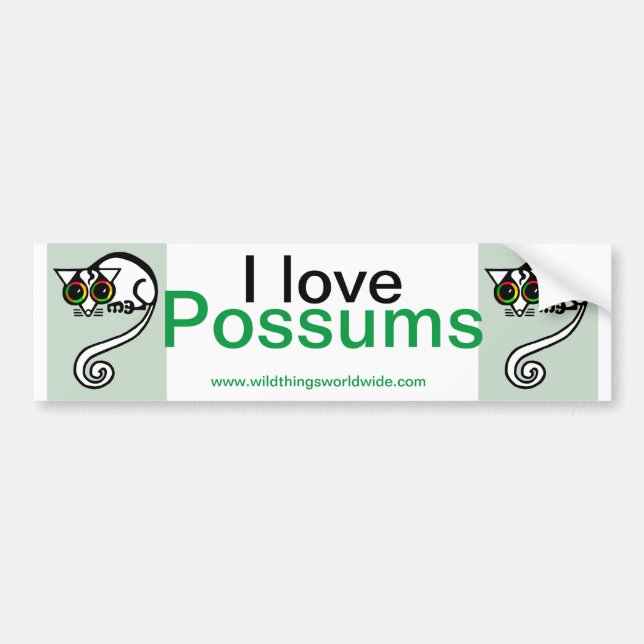 Adesivo Para Carro Vida selvagem - Eu adoro POSSUMS- Amante de os ani (Frente)