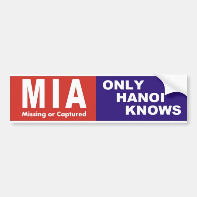 Adesivo Para Carro Vietnam Bumper Sticker MIA "Only Hanoi Knows" 1970 (Frente)