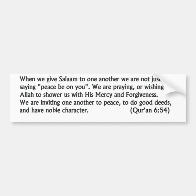 Adesivo Para Carro Vinheta Salaam Message Bumper (Frente)