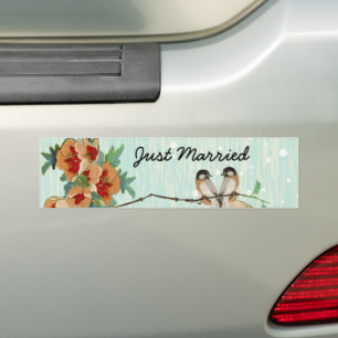 Adesivo Para Carro Vintage Cherry Blossom Love Bird Peach