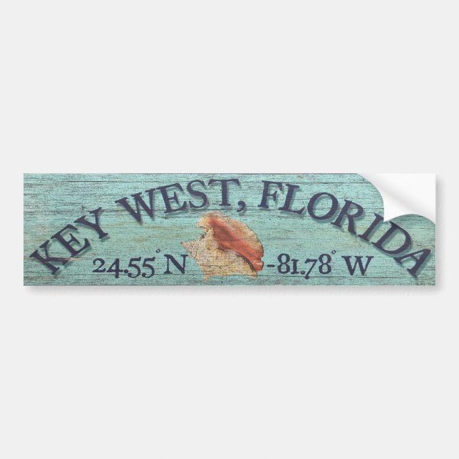 Adesivo Para Carro Vintage Conch Shell Key West Bumper Sticker (Frente)