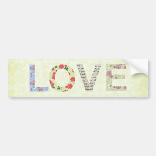 Adesivo Para Carro Vintage Floral Love - creme
