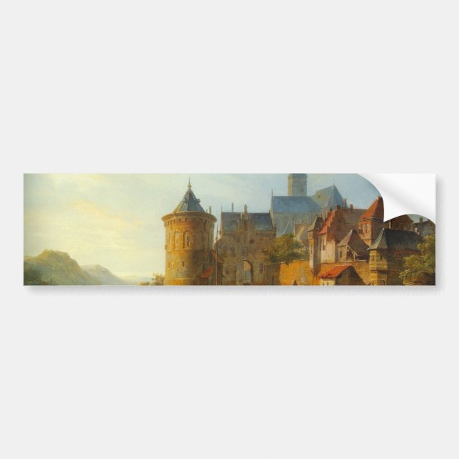 Adesivo Para Carro Vista de uma cidade neerlandesa ao longo do rio Re (Frente)