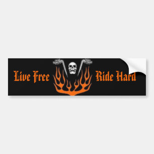 Adesivo Para Carro Vive livre, o crânio duro Bumpersticker do
