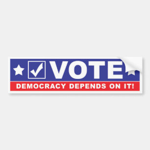 Adesivo Para Carro VOTAÇÃO - Democracia Depende Disso - Bumperstick