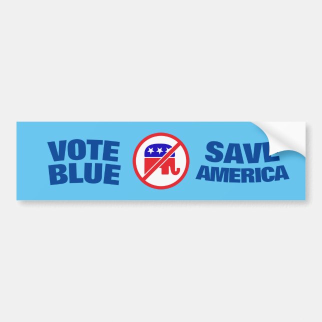 Adesivo Para Carro Vote Azul - Salve a América, Anti GOP (Frente)