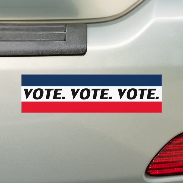 Adesivo Para Carro "Vote" Letras pretas, carro branco azul vermelho (No carro)