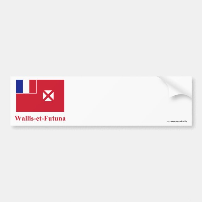 Adesivo Para Carro Wallis e bandeira de Futuna com nome em francês (Frente)
