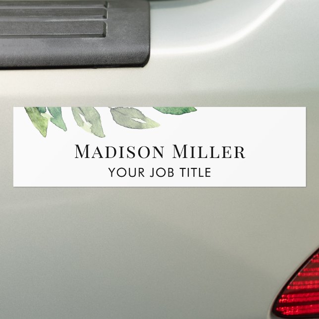 Adesivo Para Carro Watercolor Greenery Personalized  (Criador carregado)