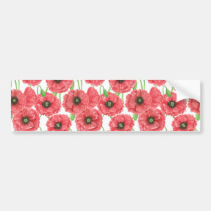 Adesivo Para Carro Watercolor poppies floral pattern