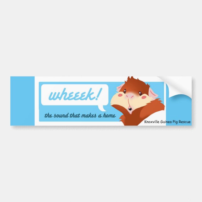Adesivo Para Carro "Wheek!" Autocolante no vidro traseiro da cobaia (Frente)
