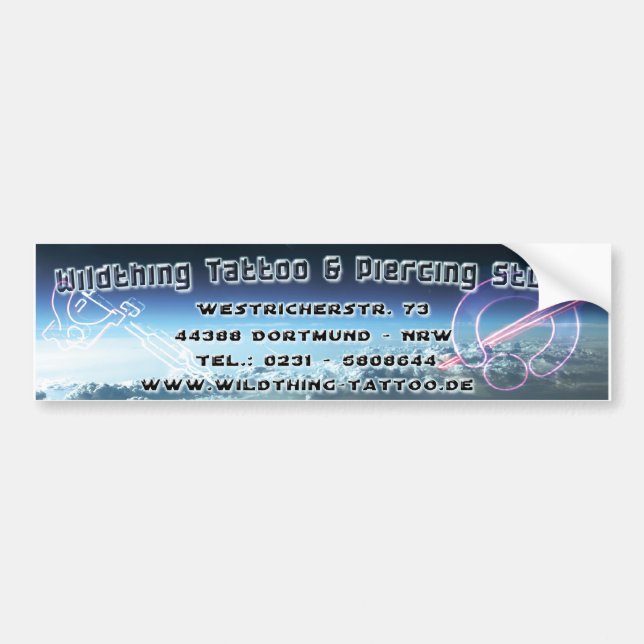 Adesivo Para Carro Wildthing Tattoo Piercing autocolante & (Frente)