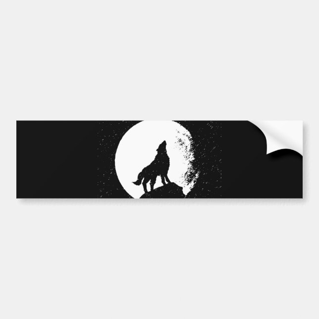 Adesivo Para Carro Wolf & Moon Silhoutte (Frente)