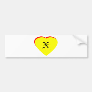 Adesivo Para Carro "X" Casamento Vermelho Amarelo Coração Convite ao