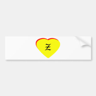 Adesivo Para Carro "Z" Casamento Vermelho Amarelo Coração Convite ao