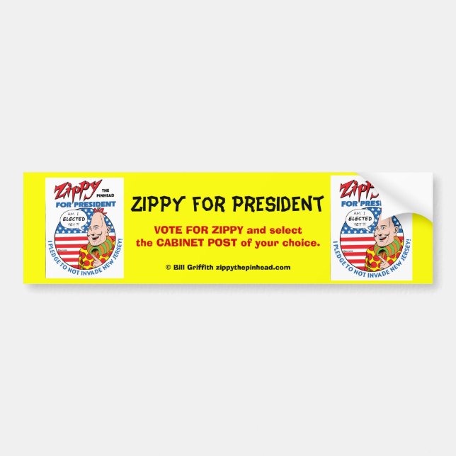 Adesivo Para Carro Zippy para o presidente! (Frente)