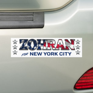 Adesivo Para Carro Zohran Mamdani NYC Bandeira Americana 2025