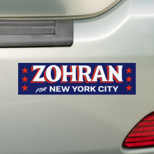 Adesivo Para Carro Zohran Mamdani NYC Vermelho Branco Azul 2025