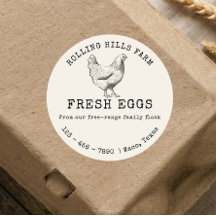 Adesivo para Cartão de Ovos de Galinha da Fazenda