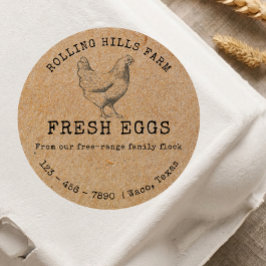 Adesivo para Cartão de Ovos de Galinha Frescos da