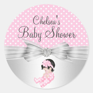 Adesivo para Chá de Bebê Menina com Bolinhas