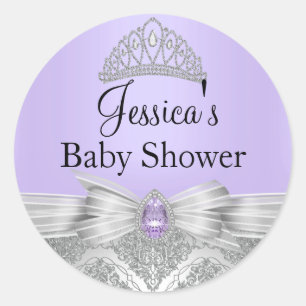 Adesivo para Chá de Bebê Tiara & Damasco Roxo