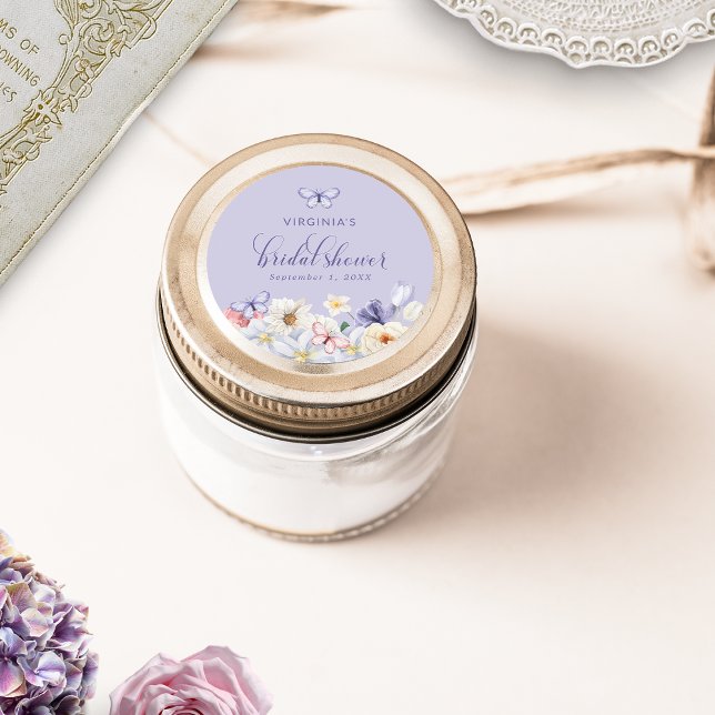 Adesivo para Chá de Noiva Borboleta Roxa (Purple Butterfly Bridal Shower Sticker
)