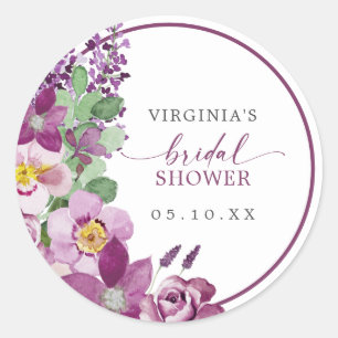 Adesivo para Chá de Noiva com Floral Roxo