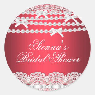 Adesivo para Chá de Noiva Pretty Lace & Pearl Red