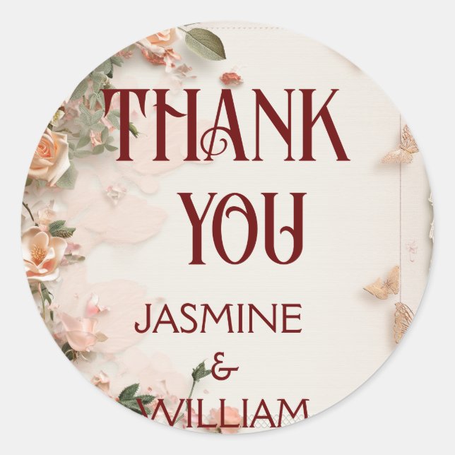 Adesivo para Convite de Casamento com Flores Elega (Frente)