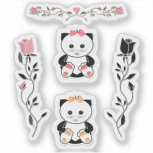 Adesivo Para crianças, gatinhos pequenos, gato, rosa e