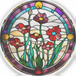 Adesivo para Jardim de Flores Redondo de Vidro Pin