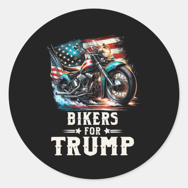 Adesivo Para Trump 2024 Motorcycle Patriotic American Flag (Frente)