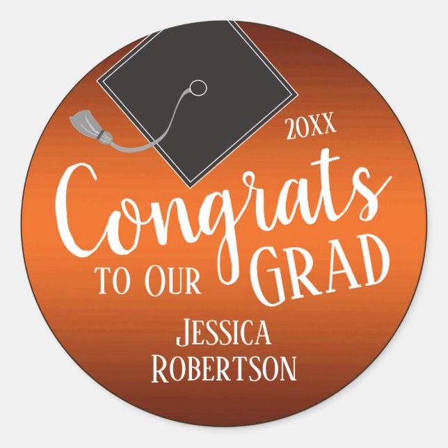 Adesivo Parabéns à Nossa Turma de Graduados de 2021 Laranj (Frente)