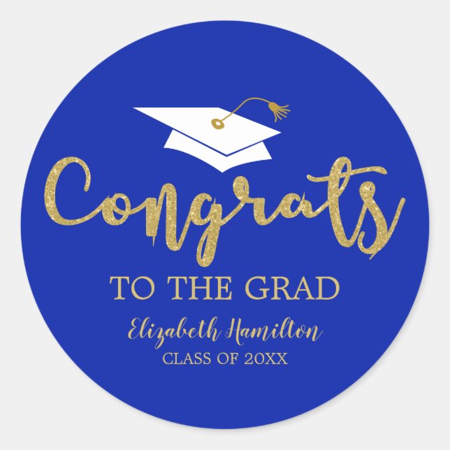 Adesivo Parabéns ao Graduado Dourado Brilho Chic Formatura (Frente)