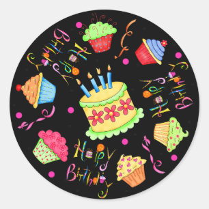 Adesivo Parabéns aos Cupcakes negros e aos bolos