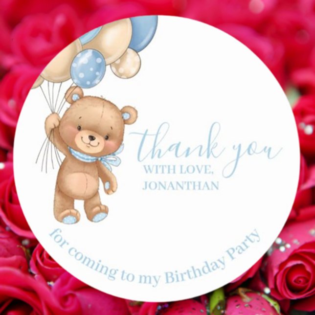 Adesivo Parabéns aos ursinhos Feliz Aniversário Obrigado B (Celebrate special moments with our Teddy Balloons Happy Birthday sticker!  )