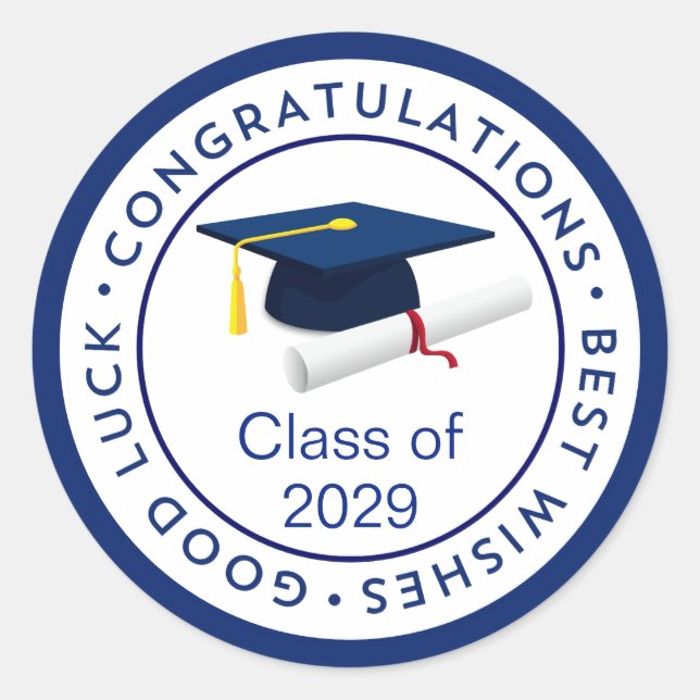 Adesivo Parabéns Blue Mortar Classe de qualquer ano Cla (Frente)