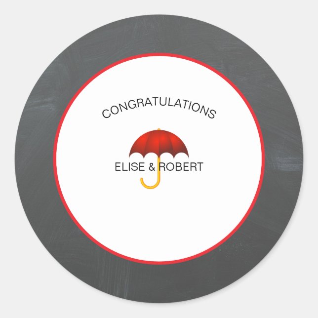 Adesivo Parabéns chá de fraldas vermelho e preto (Frente)