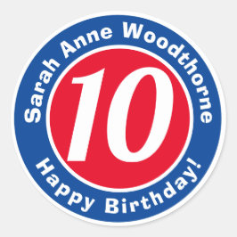 Adesivo Parabéns com nome e idade 10