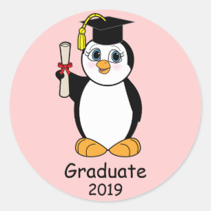 Adesivo Parabéns da graduação com pinguim