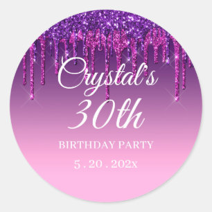 Adesivo Parabéns do Glitter Roxo Personalizado