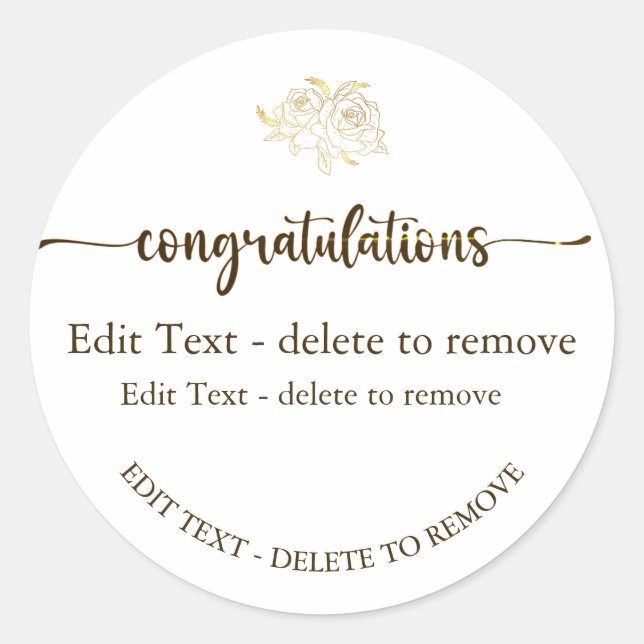 Adesivo Parabéns Dourado (Frente)