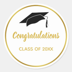 Adesivo Parabéns Dourados de Graduação brancos e falsos