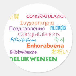Adesivo Parabéns em muitos idiomas