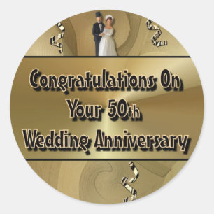 Adesivo Parabéns em seu 50th aniversário de casamento
