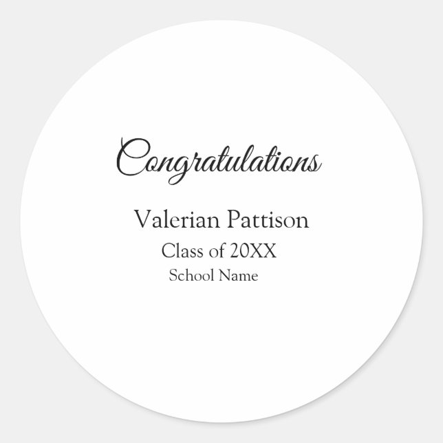 Adesivo Parabéns formando adicionar nome da escola simples (Frente)