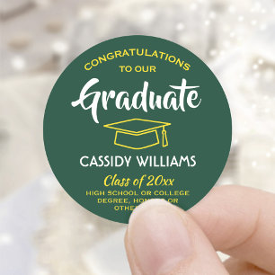 Adesivo Parabéns Formando Graduação Verde e Dourada
